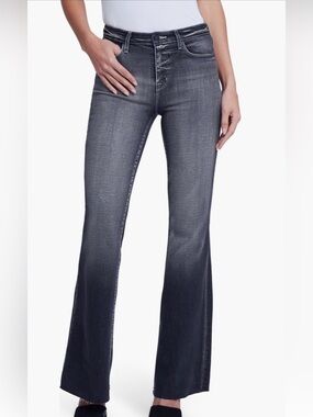 L'AGENCE Black Washed High-Rise Flare Jeans